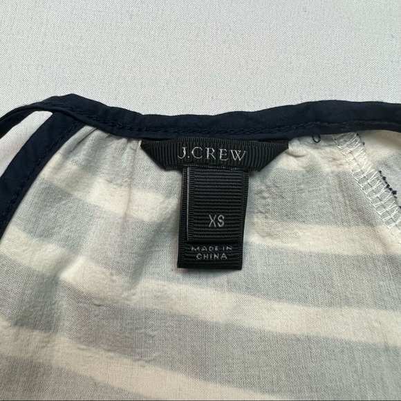 J. Crew Structured Stripe Keyhole Peasant Top in Navy Stripe. - Picture 10 of 11